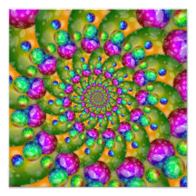 Rainbow Yellow Bokeh Fractal Art Photographic Print