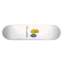 Rainbow yellow peacock skate board deck
