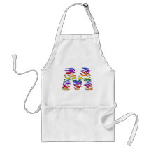 Rainbow Zebra Initials M Aprons