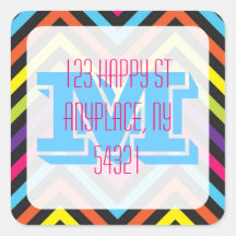 Rainbow Zig-Zag Stripes Address Label Sticker