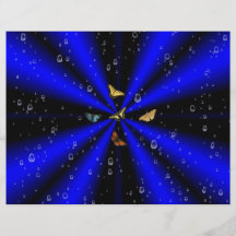 Raindrops and Butterfly on black and blue Flyer Design