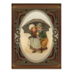 Raining Again Vintage Illustration Postcard