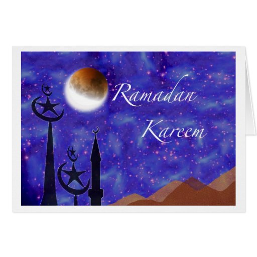 Ramadan Kareem, Crescent Moon and Minarets Cards
