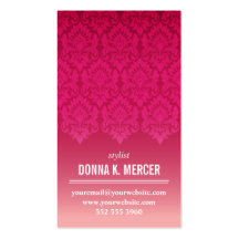 Raspberry Ombre Damask Panel Business Card