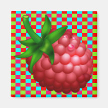Raspberry Plaid Refrigerator Magnet