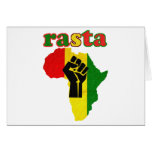 Rasta Black Power Fist over Africa Greeting Cards