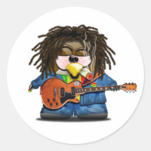Rasta Rocker Reggae Tux Round Stickers
