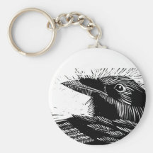 Raven Woodcut Keychain