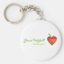 Raw vegan with all my love (red apple heart) key chain