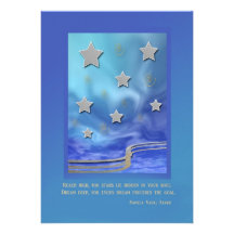 Reach High Congratulations, Silver Stars on Blue Card
