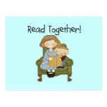 Read Together Mum and Boy Tshirts and Gifts Postcard