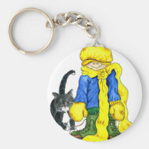 Ready to Go Outside - little girl and her cat Keychains