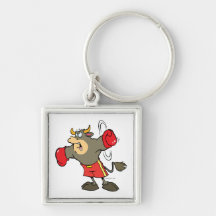ready to punch bullfighter bull cartoon key chains