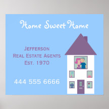 Real Estate Agent Home Sweet Home Advertising Print