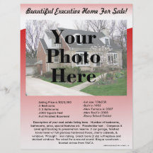 Real Estate Listing Flyer 2-Sided, Red Wave Design