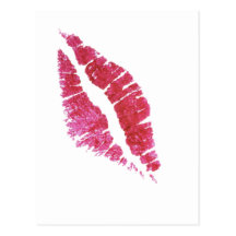 Real lipsstick kiss post card