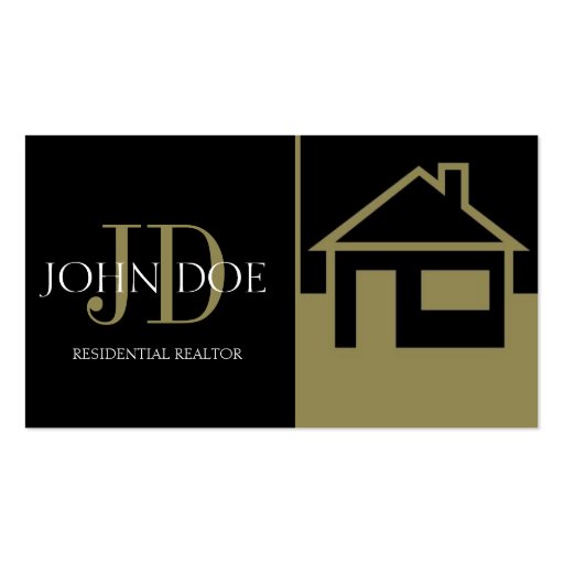 Realtor Gold House/Paper Black Business Cards