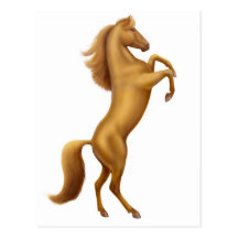 Rearing Golden Horse Postcard