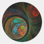 Rebirth Blue Abstract Art Round Sticker