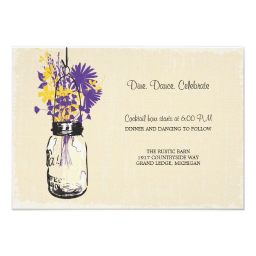 Reception Card Mason Jar and Fireflies Custom Invitations