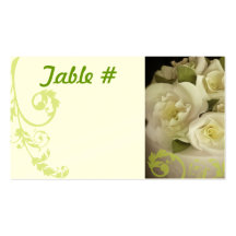 Reception Table Number Cards - Cream Roses Business Card Template