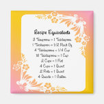 Recipe Equivalents Pastel Floral Fridge Magnet