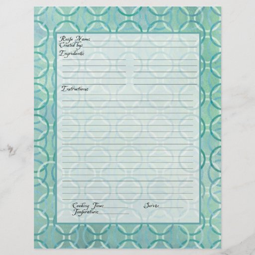 Recipe Page Family Heritage Cookbook Recipe Binder Flyer