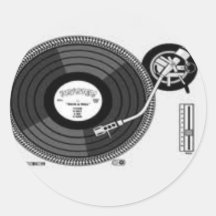 Record Player Round Stickers