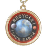 Recycle Save Earth gold  necklace by Valxart necklaces