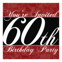 Red 60th Birthday Party Invites