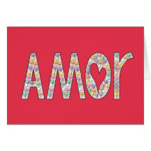 Red amor card with candy message hearts