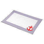 Red Anchor and Navy Blue Sailor Stripes Placemats