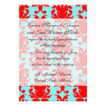 red and aqua lovely formal damask personalized invitation