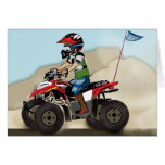 Red and Black ATV Kid Greeting Card