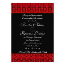 Red and Black Damask Wedding Invitations