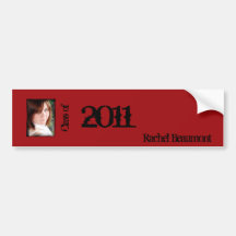 Red and Black Grunge Graduation Wine Label Bumper Stickers