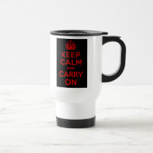 Red and Black Keep Calm and Carry On Coffee Mug
