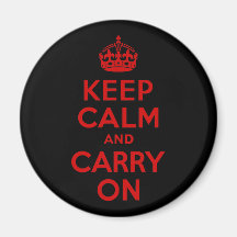 Red and Black Keep Calm and Carry On Fridge Magnets