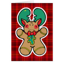 red and black plaid, cute baby xmas moose card