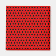 Red and Black Polka Dot Pattern. Spotty. Fridge Magnet