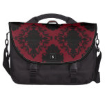 red and black romance diamond damask laptop commuter bag