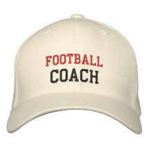 Red and Black Text Football Coach Customisable Hat Embroidered Hats