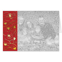 Red and Gold Filigree Photo Christmas Card