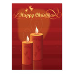 Red and Gold Happy Christmas Candles Post Cards