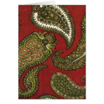 Red and Green Paisley Note Cards