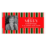 Red and Green Stripe Christmas Colours Photo Greeting Card
