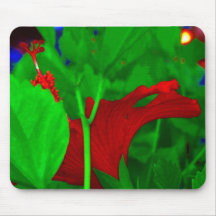 Red and green tropical composition mousepad