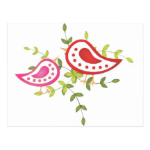 Red and Pink Birds Postcards