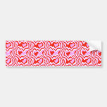 red and pink hearts pattern bumper sticker