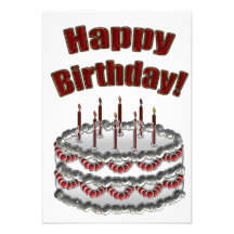 Red and Silver Birthday Cake Party Custom Invitations